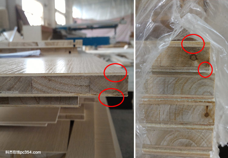 水性科天免漆板与其它品牌的饰面板对比